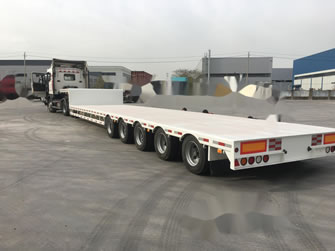 trailer with 5-axis telescopic low flatbed